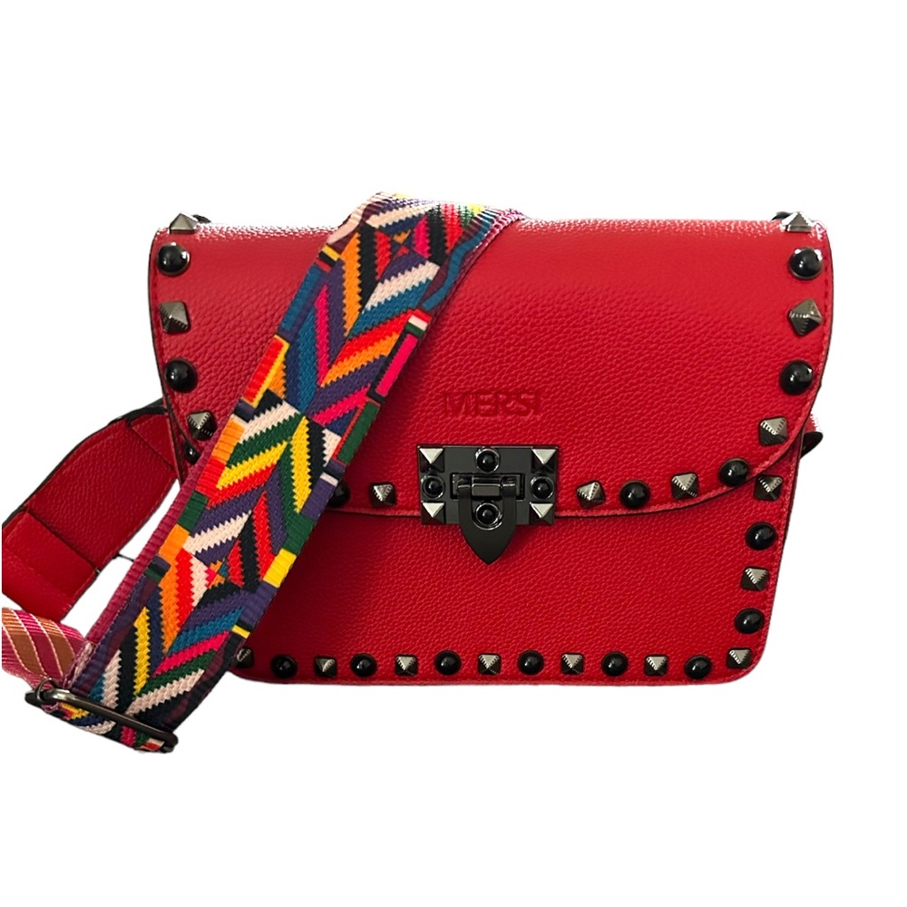 NWT Small Red purse with black matte studs. Super cute!